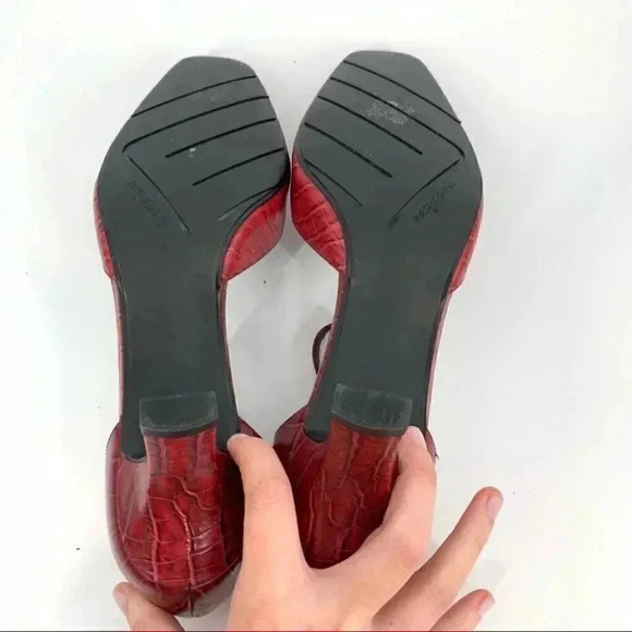 Easy spirit heels size 9.5 red leather tortoise print square toe vintage 90s - Picture 6 of 15